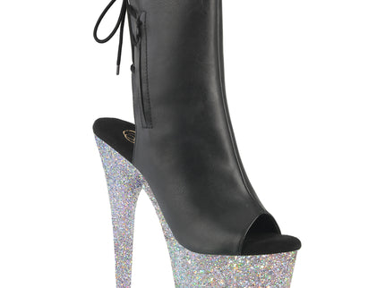 ADORE-1018LG - Blk Faux Leather/Slv Multi Glitter