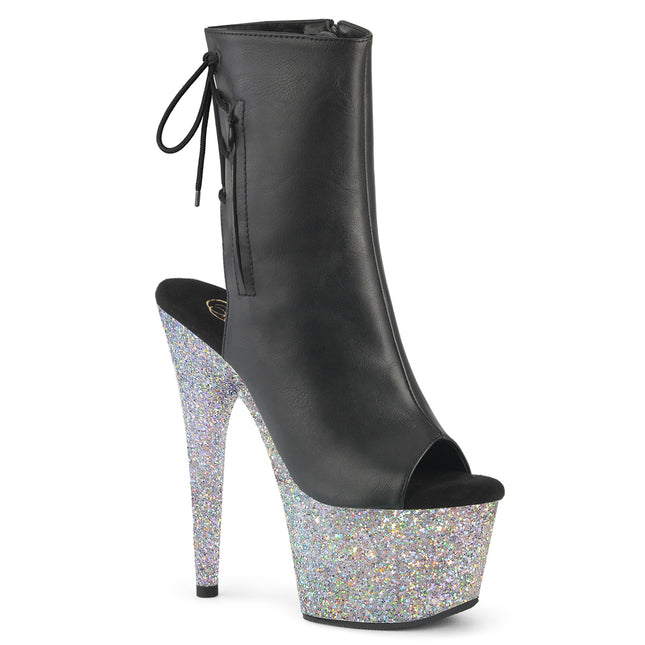 ADORE-1018LG - Blk Faux Leather/Slv Multi Glitter