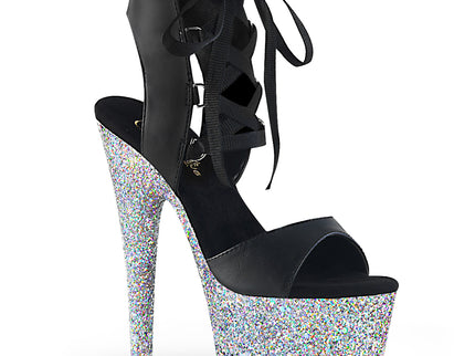 ADORE-700-14LG - Blk Faux Leather/Slv Multi Glitter