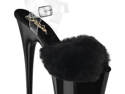 ADORE-708FUR - Blk Faux Fur-Clr TPU/Blk