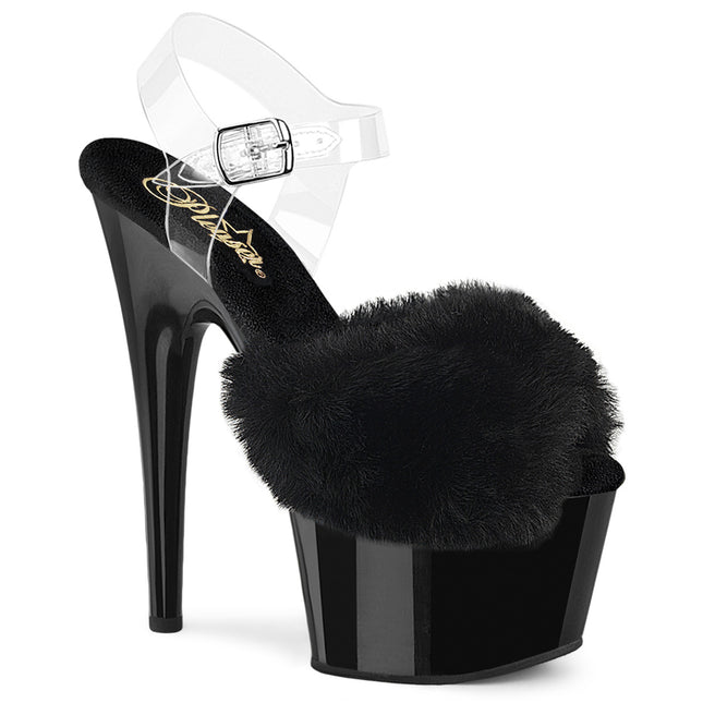 ADORE-708FUR - Blk Faux Fur-Clr TPU/Blk