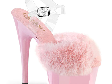 ADORE-708FUR - B. Pink Faux Fur-Clr TPU/B. Pink