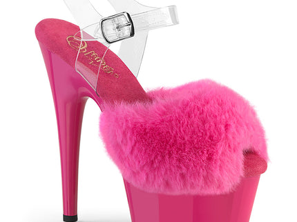 ADORE-708FUR - Fuchsia Faux Fur-Clr TPU/Fuchsia