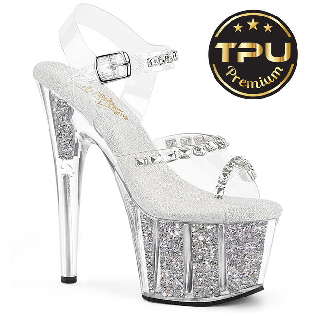 ADORE-708PREM-STNG - Clr TPU/Slv Glitter Ins