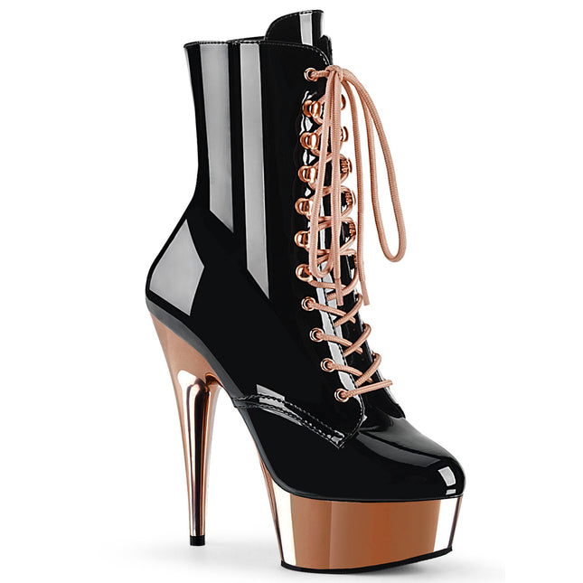 DELIGHT-1020 - Blk Pat/Rose Gold Chrome
