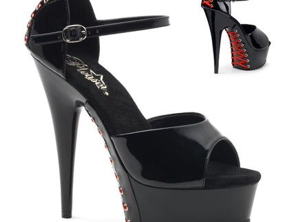 DELIGHT-660FH - Blk Pat/Blk (Red Lace)