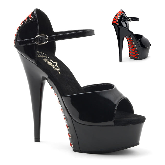 DELIGHT-660FH - Blk Pat/Blk (Red Lace)