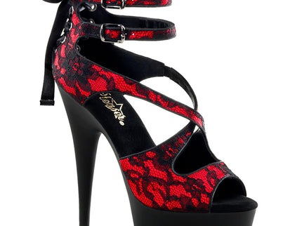 DELIGHT-678LC - Red Satin-Lace/Blk Matte