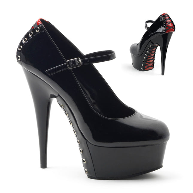 DELIGHT-687FH - Blk-Red Pat/Blk