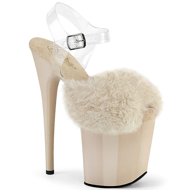 FLAMINGO-808FUR - Cream Faux Fur-Clr TPU/Cream