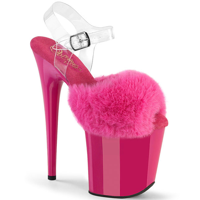 FLAMINGO-808FUR - Fuchsia Faux Fur-Clr TPU/Fuchsia
