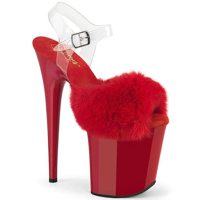 FLAMINGO-808FUR - Red Faux Fur-Clr TPU/Red