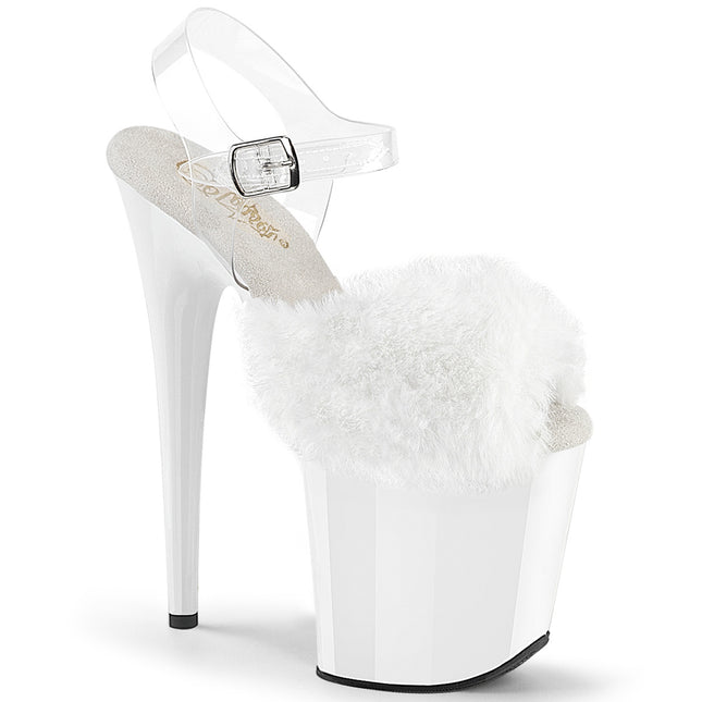 FLAMINGO-808FUR - Wht Faux Fur-Clr TPU/Wht