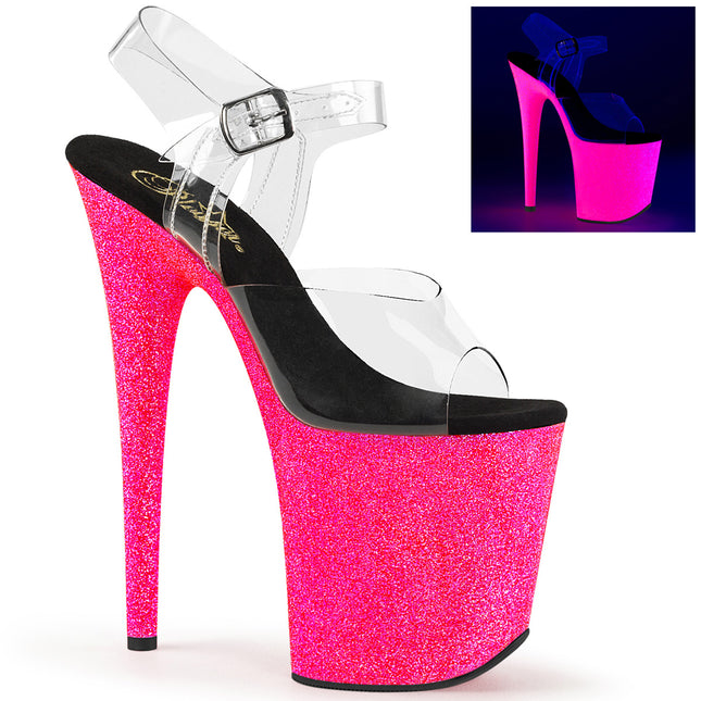 FLAMINGO-808UVG - Clr/Neon H. Pink Glitter