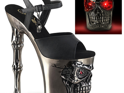 RAPTURE-809-LT - Blk Faux Leather/Satin Pewter Chrome