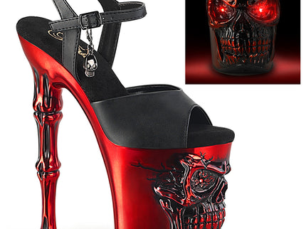 RAPTURE-809-LT - Blk Faux Leather/Satin Red Chrome
