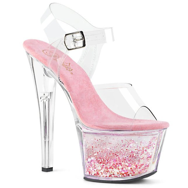 SKY-308WHG - Clr/Clr-Baby Pink Glitter
