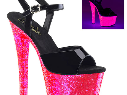 SKY-309UVLG - Blk Pat/Neon H. Pink Glitter