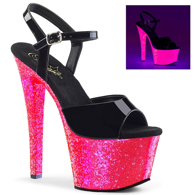 SKY-309UVLG - Blk Pat/Neon H. Pink Glitter