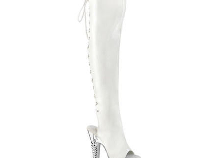 SPECTATOR-3019 - Wht Faux Leather/Clr-Slv Chrome
